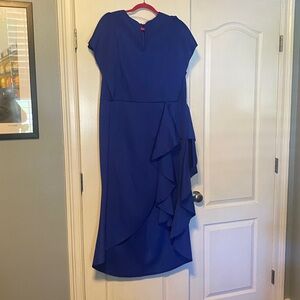 AOMEI Royal Blue Dress with Ruffle Accent